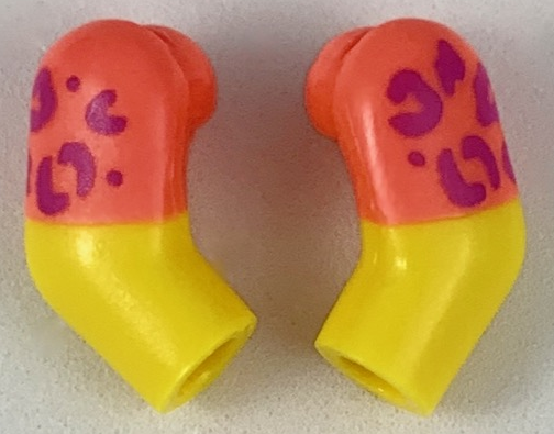 Arm, (Matching Left and Right) Pair with Coral Short Sleeves, Medium Lavender Rosettes Pattern