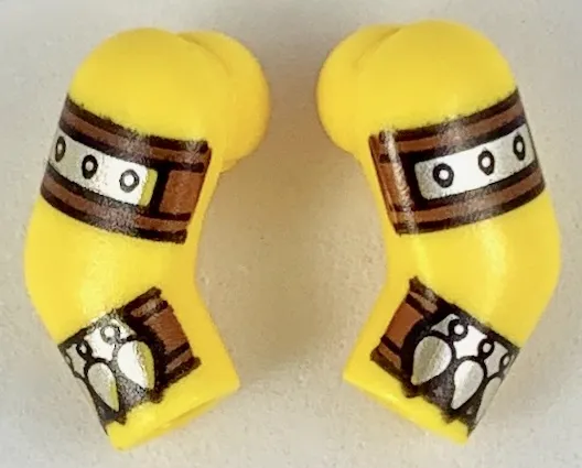Arm, (Matching Left and Right) Pair with Reddish Brown and Silver Cuff and Strap Pattern