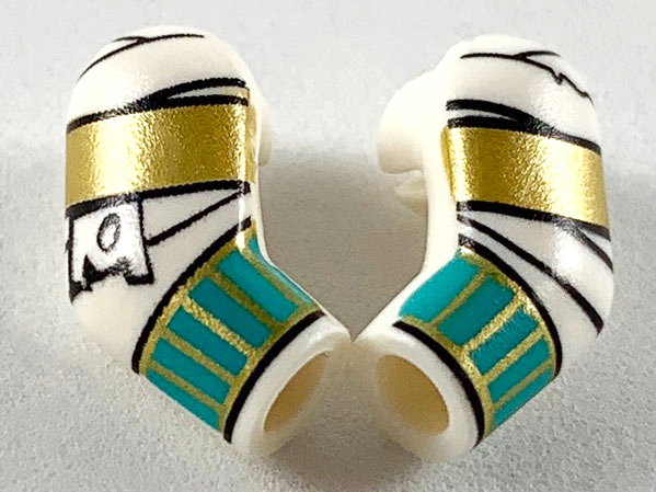 Arm, (Matching Left and Right) Pair with Wrappings, Gold and Dark Turquoise Bracelets Pattern