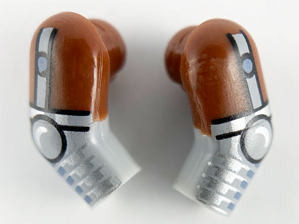 Arm, (Matching Left and Right) Pair with Reddish Brown Short Sleeves and Silver Armor Pattern