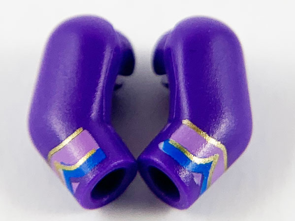 Arm, (Matching Left and Right) Pair with Medium Lavender, Blue and Gold Cuffs Pattern