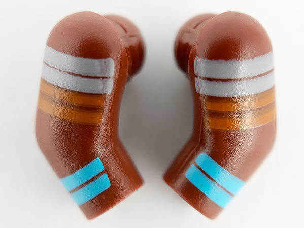 Arm, (Matching Left and Right) Pair with Light Bluish Gray, Orange and Medium Azure Stripes Pattern