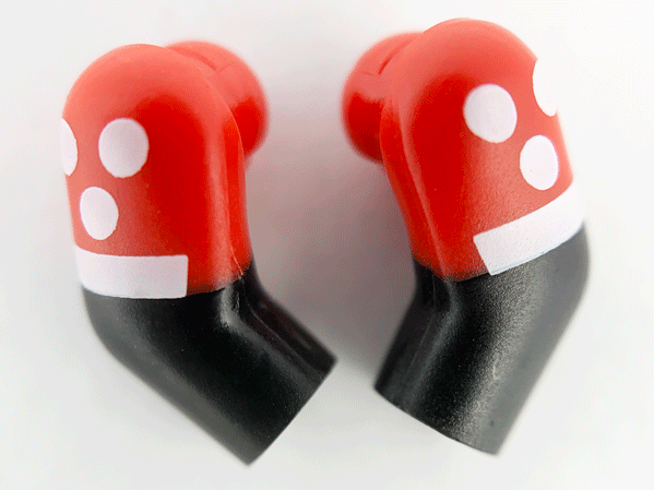 Arm, (Matching Left and Right) Pair with Red Short Sleeves, White Dots and Cuffs Pattern