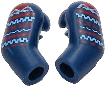 Arm, (Matching Left and Right) Pair with Medium Blue and Red Lines Pattern