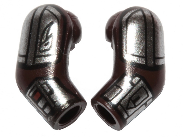 Arm, (Matching Left and Right) Pair with SW Silver Beskar Armor Plates Pattern