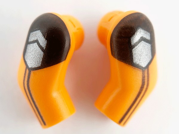 Arm, (Matching Left and Right) Pair with Black Short Sleeve, Stripes and Pearl Dark Gray Insignia Pattern