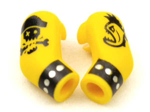 Arm, (Matching Left and Right) Pair with Black Cuff and Skull and Crossbones / Fish Tattoo Pattern