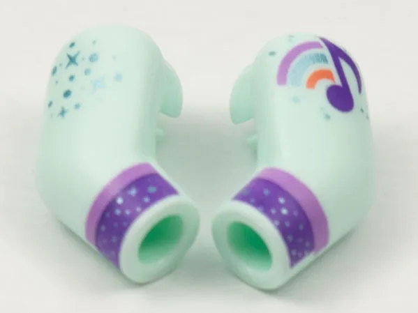 Arm, (Matching Left and Right) Pair with Metallic Light Blue Sparkles, Music Note and Dark Purple Cuff Pattern