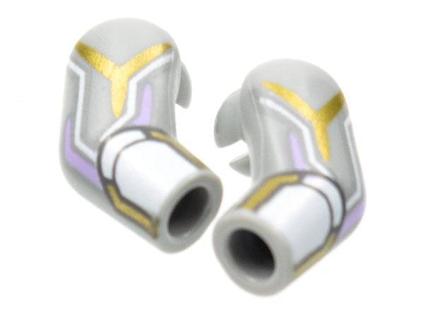 Arm, (Matching Left and Right) Pair with White Cuff, Gold and Lavender Circuitry Pattern