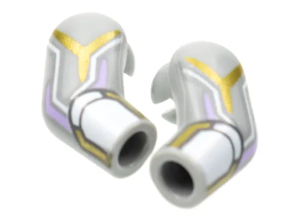 Arm, (Matching Left and Right) Pair with White Cuff, Gold and Lavender Circuitry Pattern