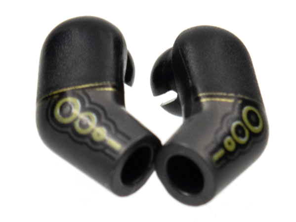 Arm, (Matching Left and Right) Pair with Black Short Sleeves, Gold Circles Pattern