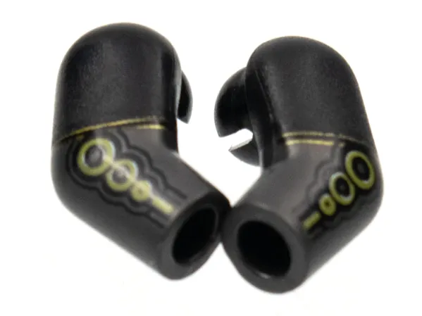 Arm, (Matching Left and Right) Pair with Black Short Sleeves, Gold Circles Pattern