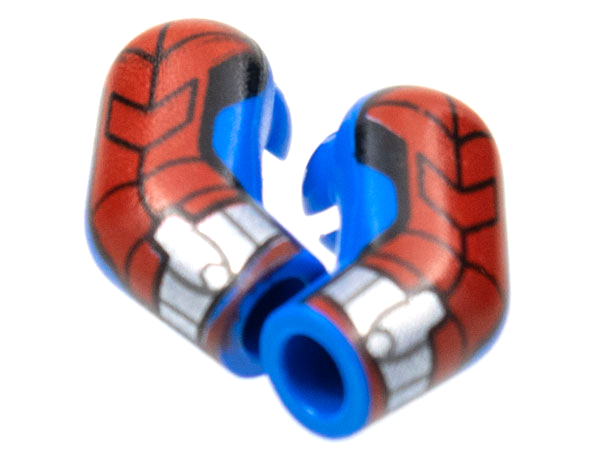 Arm, (Matching Left and Right) Pair with Red Armor, Silver Cuff Pattern