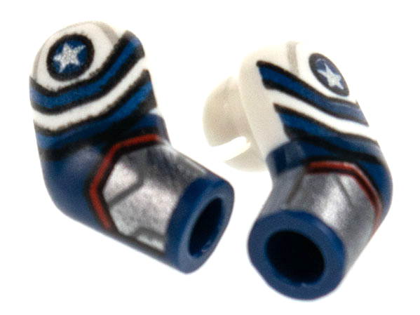 Arm, (Matching Left and Right) Pair with White Short Sleeve, Silver Star and Cuff Pattern