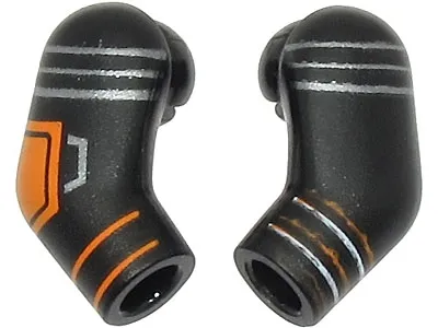 Arm, (Matching Left and Right) Pair with Orange and Silver Armor and Stripes Pattern