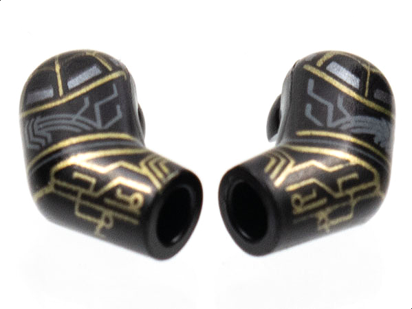 Arm, (Matching Left and Right) Pair with Gold and Dark Bluish Gray Circuitry Pattern