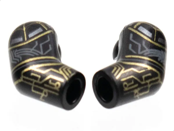Arm, (Matching Left and Right) Pair with Gold and Dark Bluish Gray Circuitry Pattern