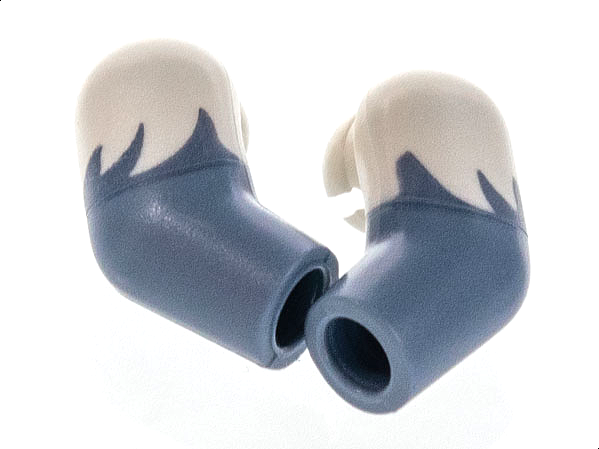 Arm, (Matching Left and Right) Pair with White Short Sleeves Jagged Edge Pattern