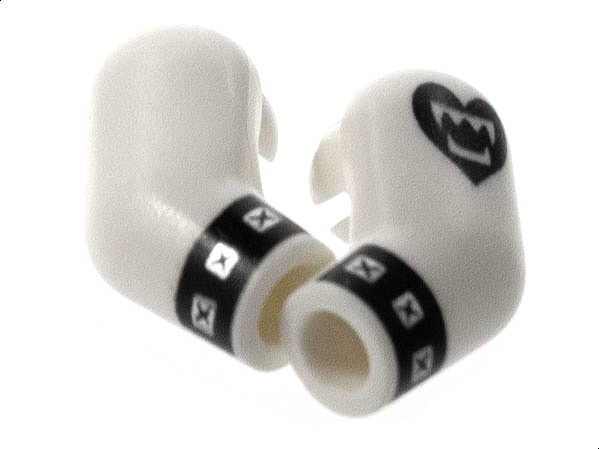 Arm, (Matching Left and Right) Pair with Black Cuffs, Silver Studs, Heart Tattoo with Fangs Pattern