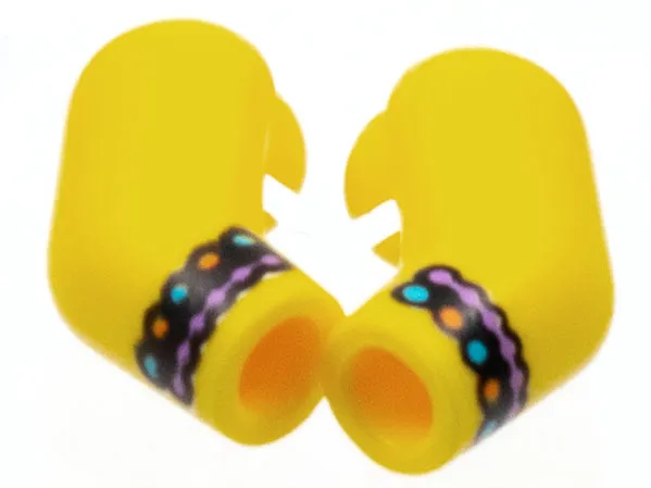 Arm, (Matching Left and Right) Pair with Black Cuffs, Medium Lavender, Medium Azure, and Orange Trim Pattern