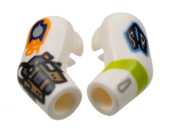 Arm, (Matching Left and Right) Pair with Badge, Cuff Weapon, Lime Stripe Pattern