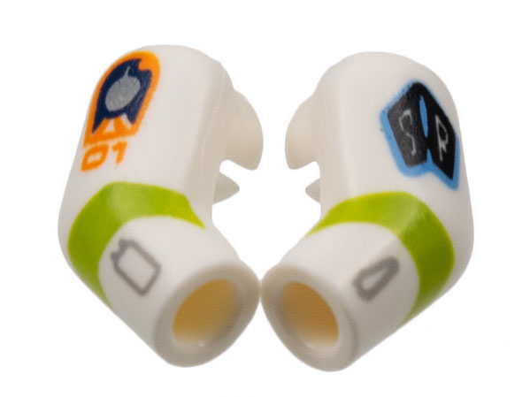 Arm, (Matching Left and Right) Pair with Badge and Lime Stripe Pattern