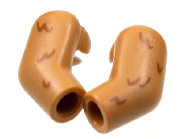 Arm, (Matching Left and Right) Pair with Rounded Reddish Brown Fur Pattern