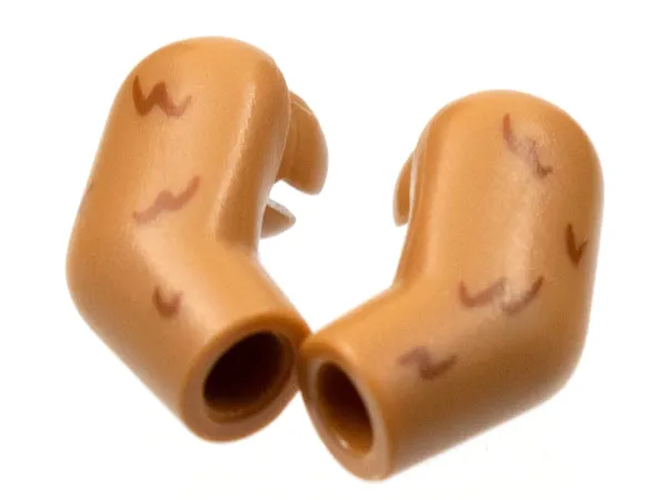 Arm, (Matching Left and Right) Pair with Rounded Reddish Brown Fur Pattern