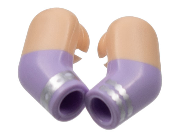 Arm, (Matching Left and Right) Pair with Light Nougat Short Sleeves, Silver Bracelets Pattern