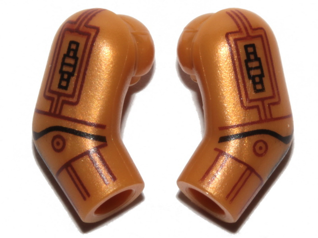 Arm, (Matching Left and Right) Pair with SW C-3PO Reddish Brown and Black Lines and Shapes Pattern