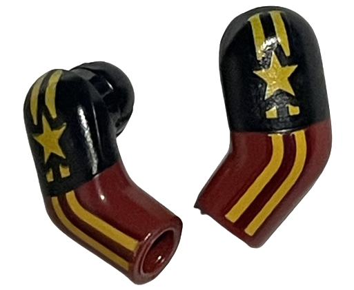 Arm, (Matching Left and Right) Pair with Black Short Sleeves, Bright Light Orange Stars and Stripes Pattern