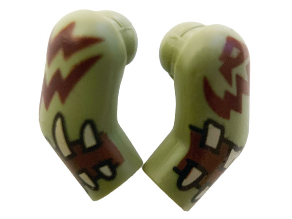 Arm, (Matching Left and Right) Pair with Reddish Brown Cuffs and Zig Zag Tattoos Pattern