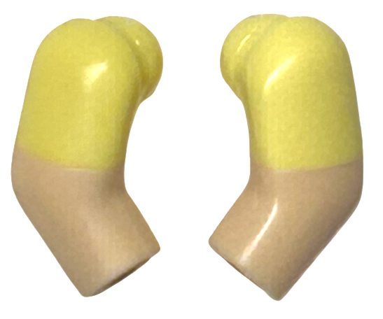 Arm, (Matching Left and Right) Pair with Molded Bright Light Yellow Short Sleeves  Pattern