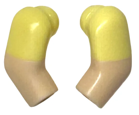 Arm, (Matching Left and Right) Pair with Molded Bright Light Yellow Short Sleeves  Pattern