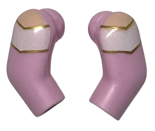 Arm, (Matching Left and Right) Pair with Light Nougat Shoulders and White Straps with Gold Outline Pattern
