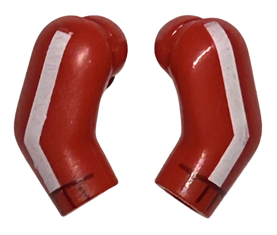 Arm, (Matching Left and Right) Pair with White Stripes and Dark Red Cuffs Pattern