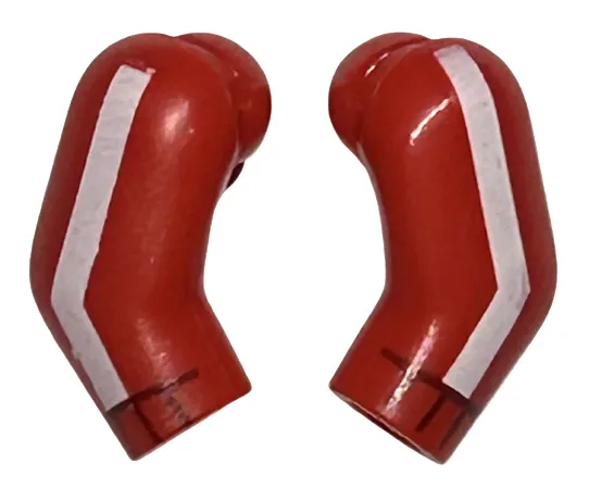 Arm, (Matching Left and Right) Pair with White Stripes and Dark Red Cuffs Pattern