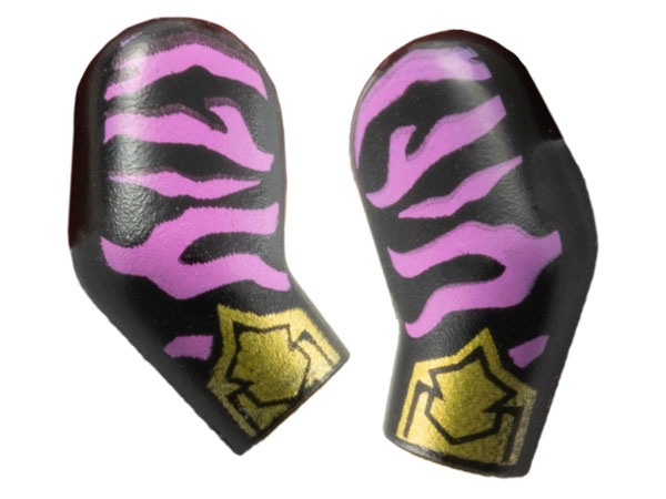 Arm, (Matching Left and Right) Pair with Dark Pink Animal Stripes and Gold Armor Cuffs Pattern