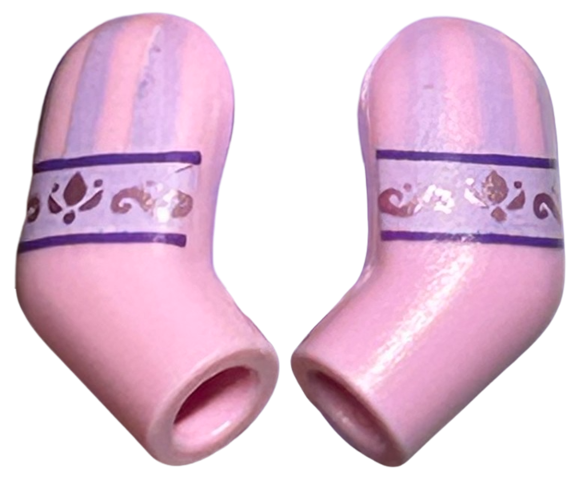 Arm, (Matching Left and Right) Pair with Lavender Straps with Metallic Pink Filigree Pattern