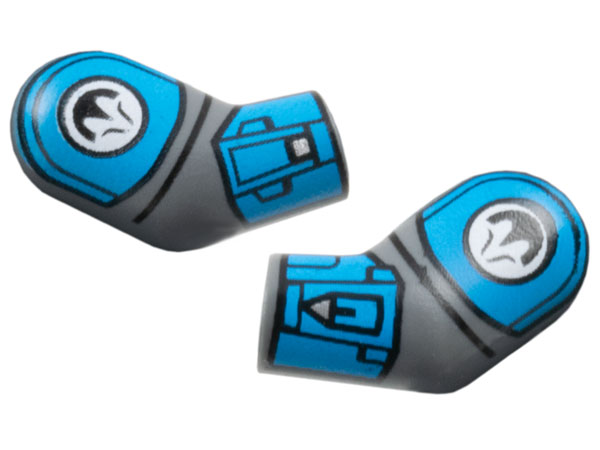 Arm, (Matching Left and Right) Pair with Dark Azure Shoulders and Cuffs, Black Nite Owl Logo Pattern