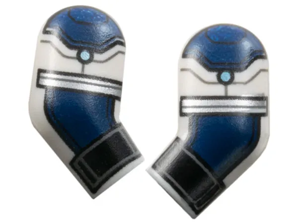 Arm, (Matching Left and Right) Pair with Black Cuffs, Dark Blue Armor, Metallic Light Blue Dots, and Silver Trim Pattern