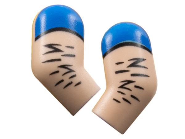 Arm, (Matching Left and Right) Pair with Blue Shoulders and Black Hair Pattern