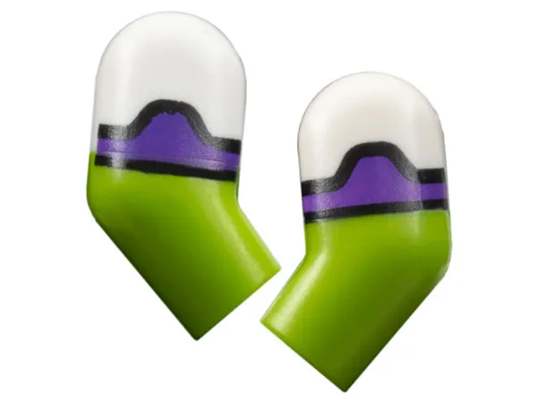 Arm, (Matching Left and Right) Pair with Molded White Short Sleeves and Printed Black and Dark Purple Hems Pattern