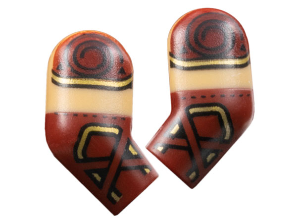 Arm, (Matching Left and Right) Pair with Molded Medium Tan Short Sleeves and Printed Dark Red Shoulders, Gold Trim and Straps on Gauntlets Pattern