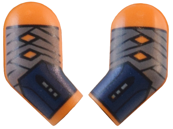 Arm, (Matching Left and Right) Pair with Dark Bluish Gray Wrappings and Dark Blue Bracers Pattern