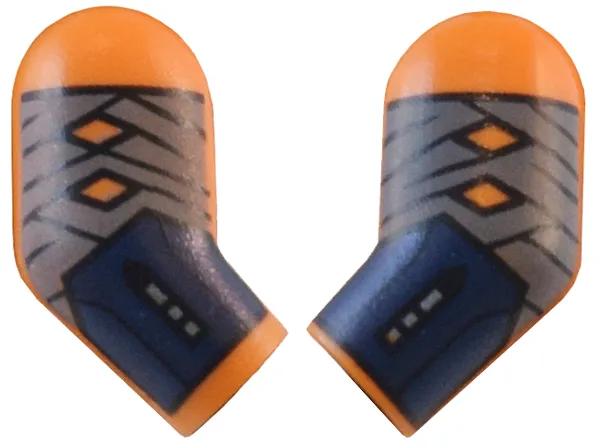 Arm, (Matching Left and Right) Pair with Dark Bluish Gray Wrappings and Dark Blue Bracers Pattern