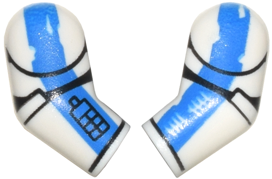 Arm, (Matching Left and Right) Pair with Armor Panels, Worn Blue Stripes, and Tally Marks Pattern