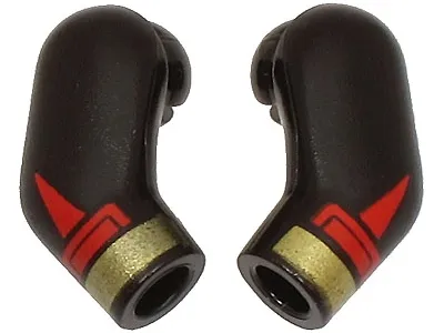 Arm, (Matching Left and Right) Pair with Red Cuffs and Gold Bracelets Pattern