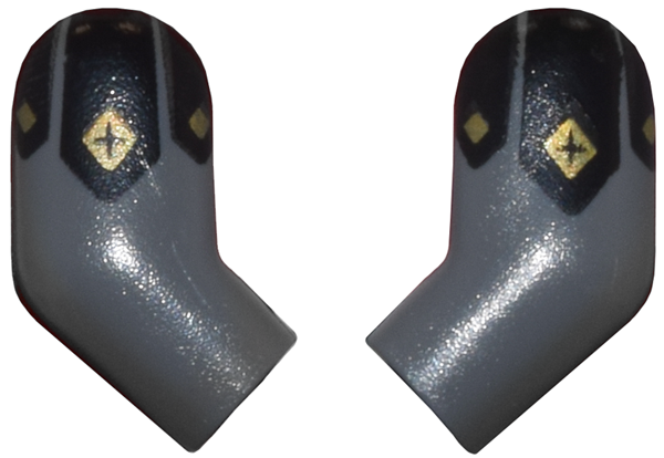 Arm, (Matching Left and Right) Pair with Black Armor and Gold Diamonds Pattern