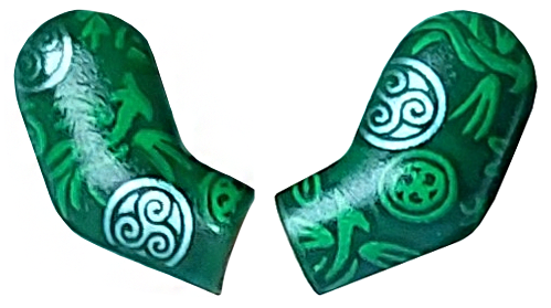Arm, (Matching Left and Right) Pair with Silver and Bright Green Circles and Filigree Pattern